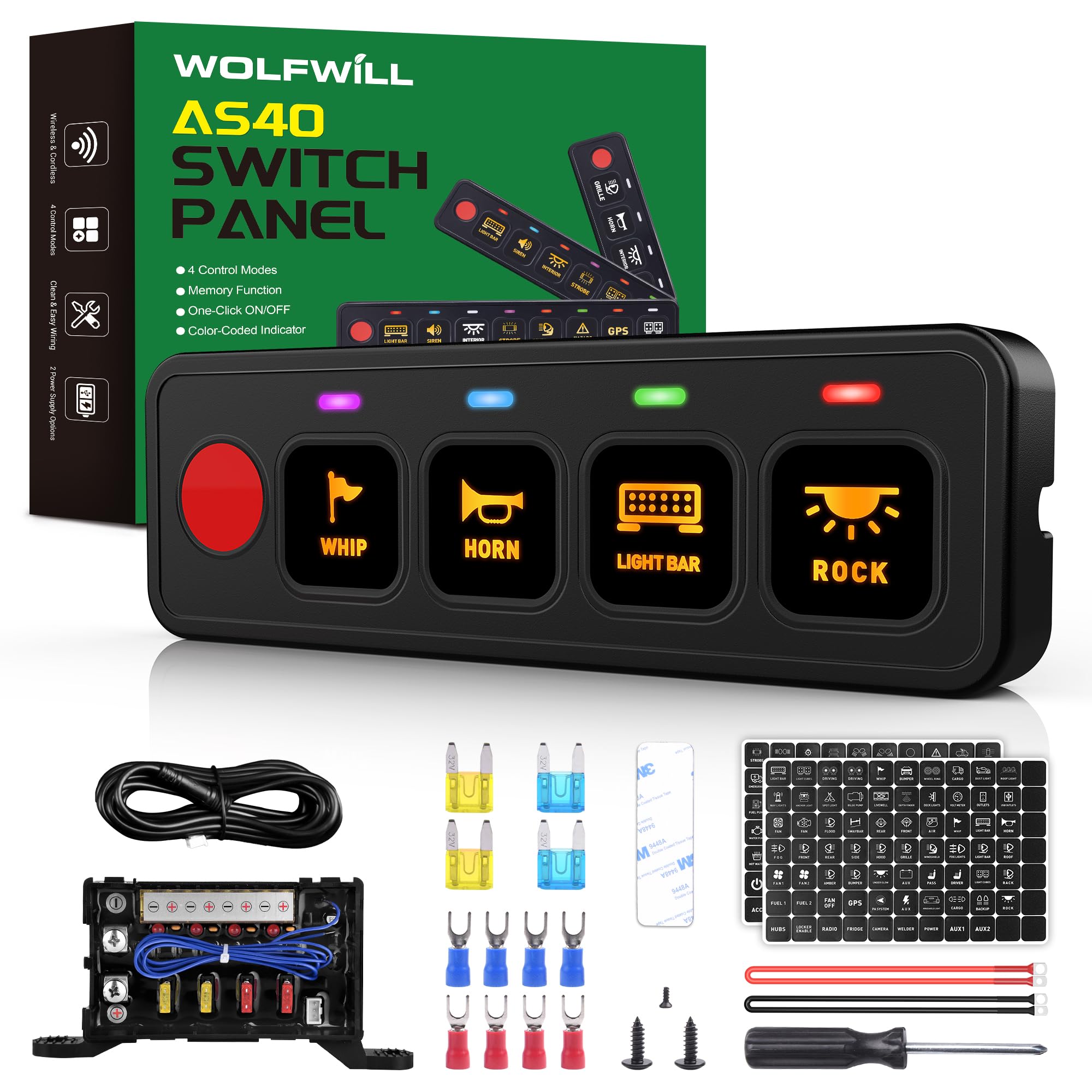 Amazon.com: WOLFWILL 4 Gang Switch Panel AS40,Universal Circuit
